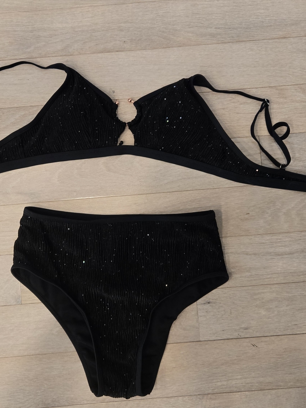 💎Black Sparkle High-Waist Bikini Set